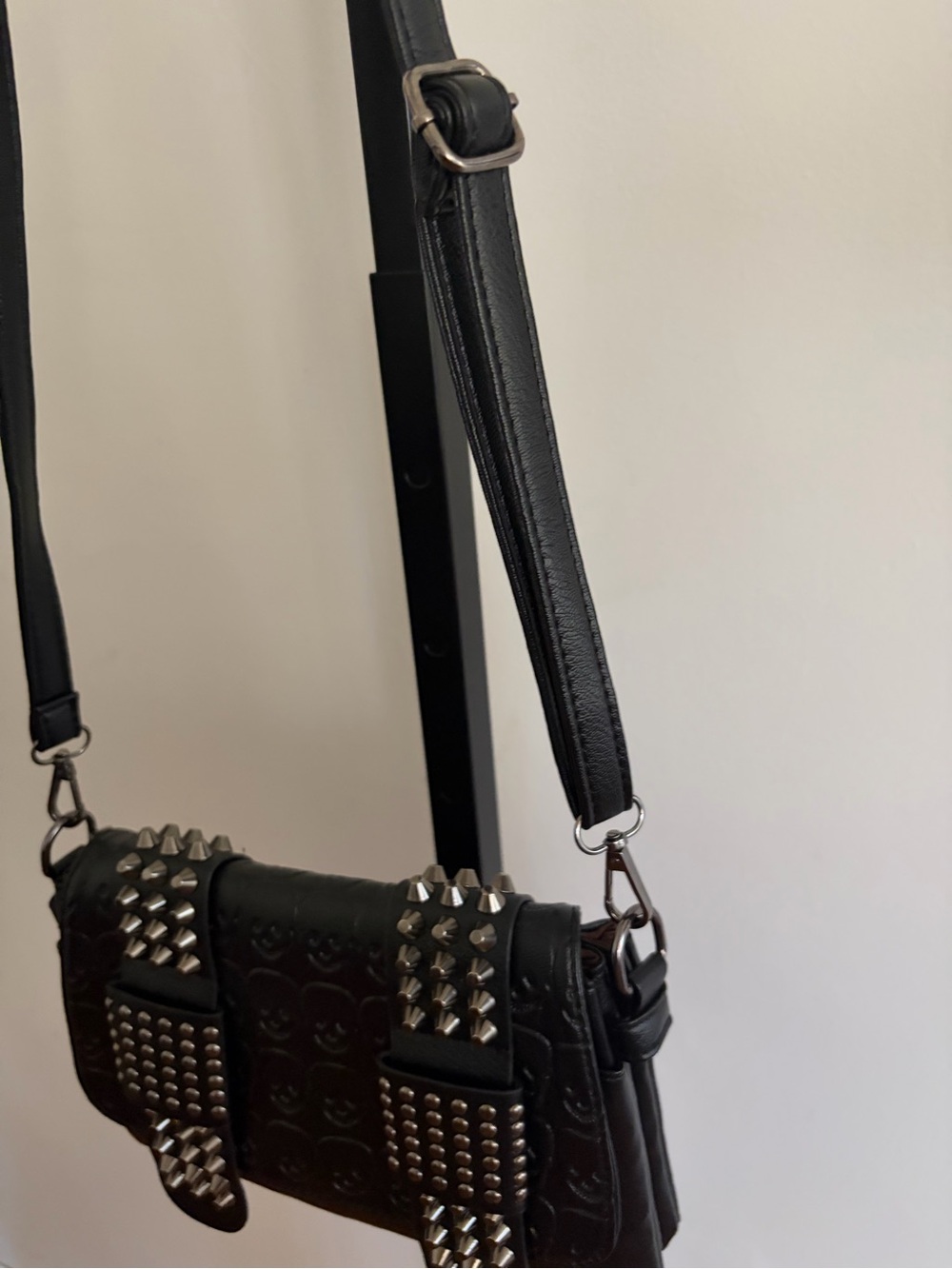 Black Studded Crossbody Shoulder Bag - Picture 2 of 8